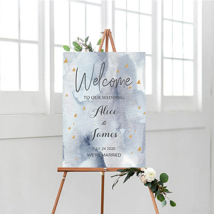 三生缘婚品定制水牌雾霾蓝婚礼迎宾牌订婚宴商务宴会宝宝周岁百日