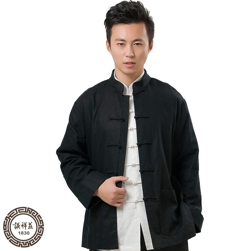 唐装男长袖亚麻立领外套中式复古休闲衬衫中国风盘扣民族春秋单衣