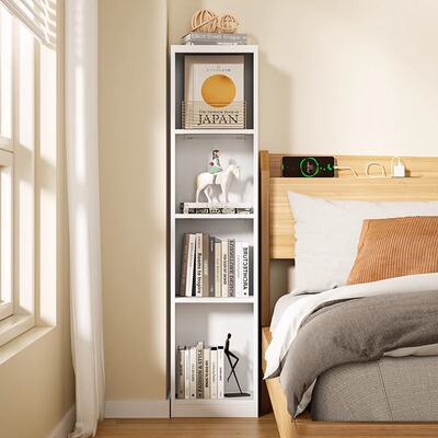 家用钢制书架落地置物架夹缝窄书柜儿童书房铁艺收纳柜铁皮储物柜