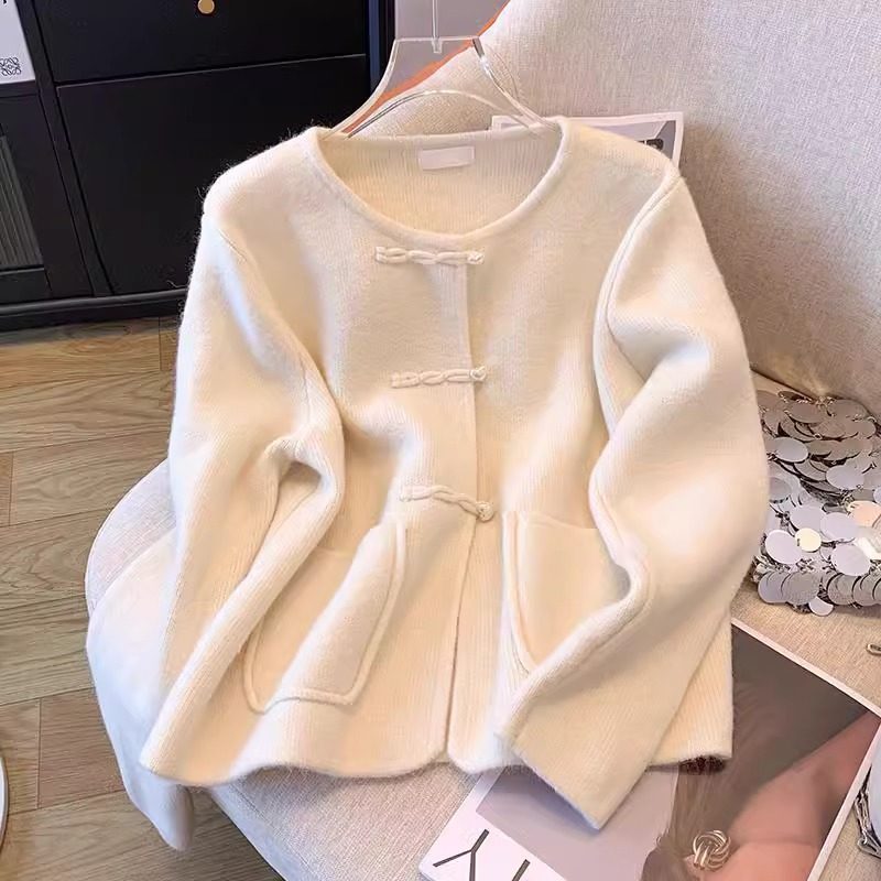 新中式圆领针织毛衣外套女2025年春秋季新款本命年红国风气质上衣,女装/女士精品,毛针织衫,淘宝优惠券,粉丝福利购,淘宝优惠卷