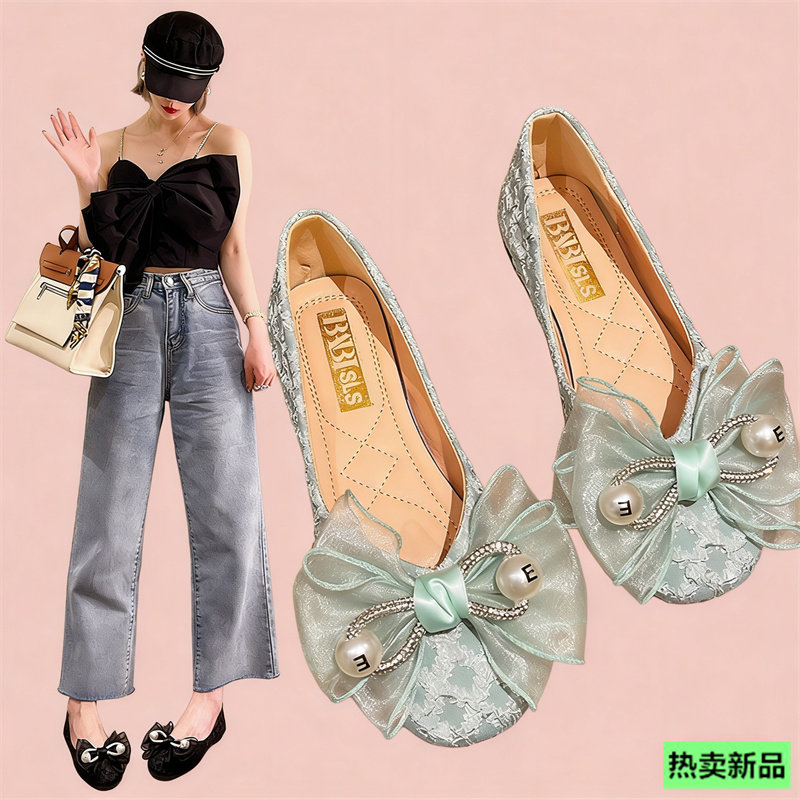 法式高级感单鞋女平底鞋2026夏季新款方头浅口仙女瓢鞋软底豆豆鞋,女鞋,浅口单鞋,淘宝优惠券,粉丝福利购,淘宝优惠卷