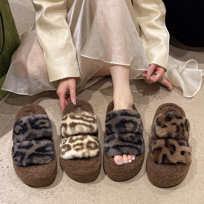 厚底毛毛拖鞋女外穿2025秋款时尚洋气时髦增高百搭网红爆款棉拖鞋