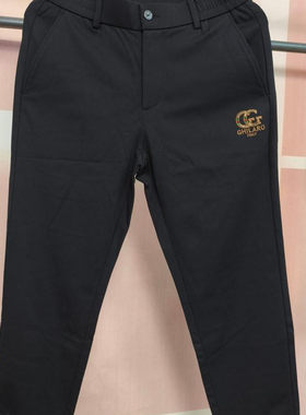 古家潮款男士春秋印绣花束口时尚青年休闲欧尼度款男九分卫裤黑色