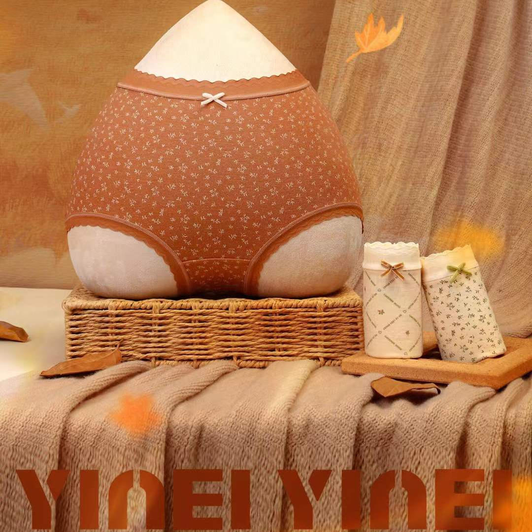 6条装伊内大码高腰65576 秋冬奶绒裤透气小碎花磨毛包臀女士内裤