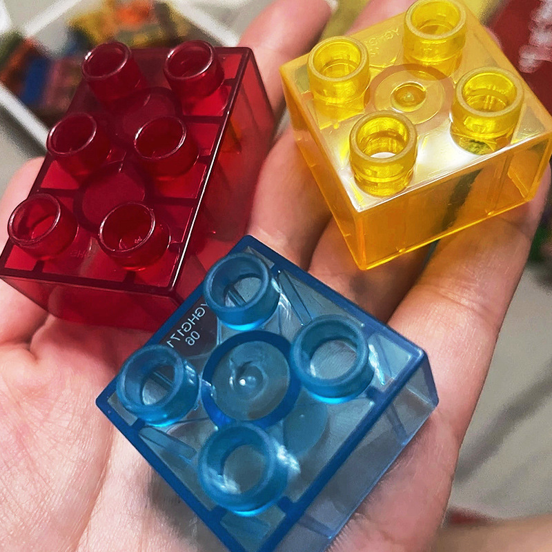 大颗粒积木2x2厚4孔基础块配件散件幼儿园培训机构玩具积木透明件