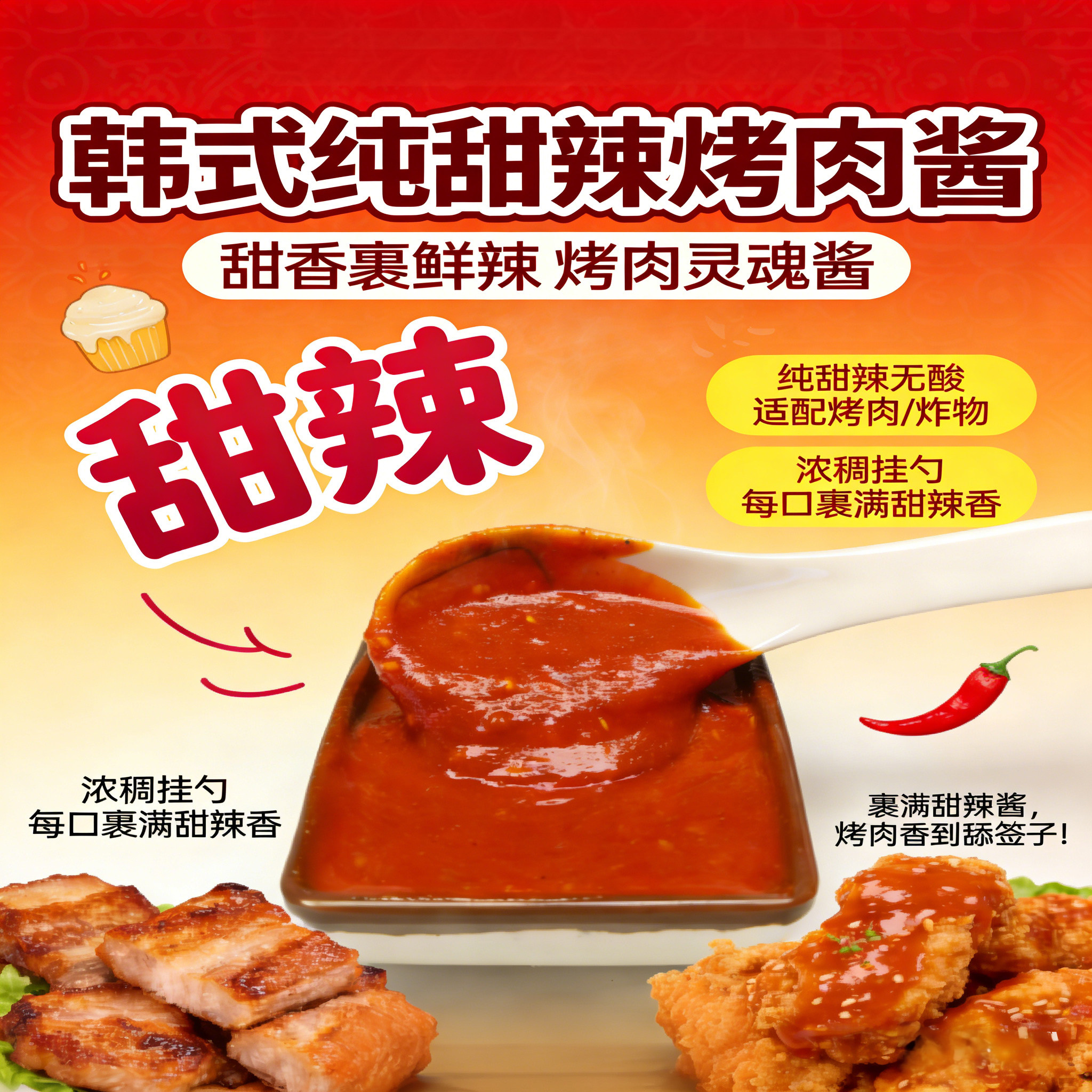 韩式甜辣烤肉蘸酱特色配方家用烧烤五花肉生菜蘸料500g两份包邮