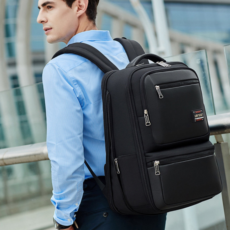 高质感职场通勤双肩包男式多功能大容量可扩容出差旅行电脑背包男