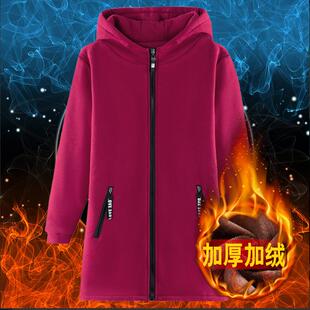 中长款加绒加厚卫衣女拉链开衫2025秋冬季新款设计感小众保暖外套