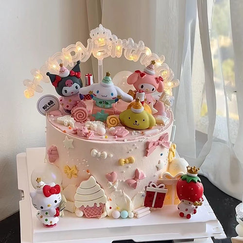 可爱摆件派对蛋糕装饰摆件复古可爱美丽娣酷酷米女孩女生生日插件