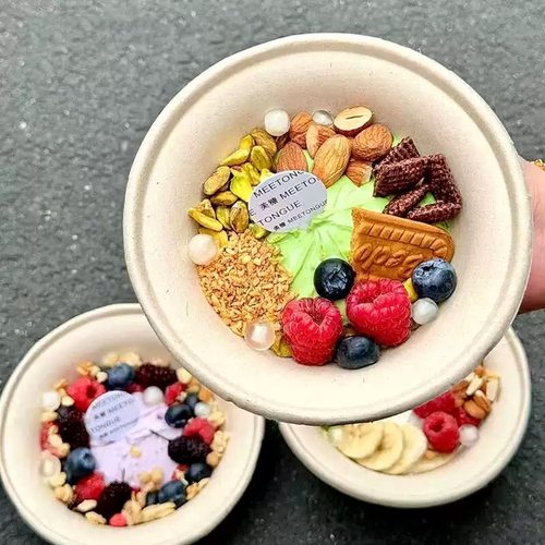 一次性ins希腊冷萃酸奶草帽碗便携芋泥冰沙冰淇淋碗酸奶碗打包盒