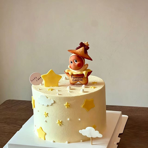 网红星星人蛋糕装饰摆件可爱卡通多色小球儿童生日烘焙插件配件