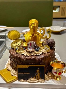 三角洲行动蛋糕装饰摆件插件插牌房卡金条金怀表酒杯男生男神生日