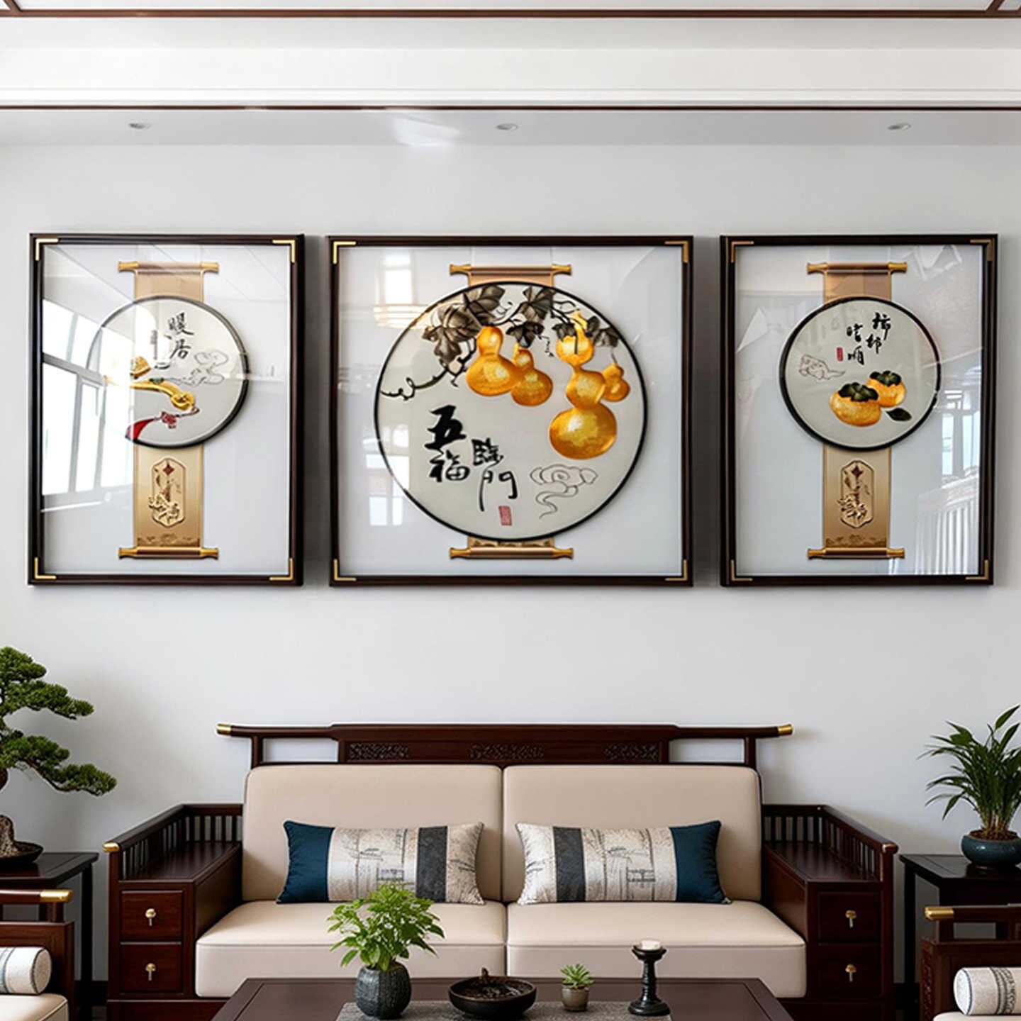 苏绣成品挂画新中式客厅装饰画高端刺绣壁画玄关山水画办公室壁画
