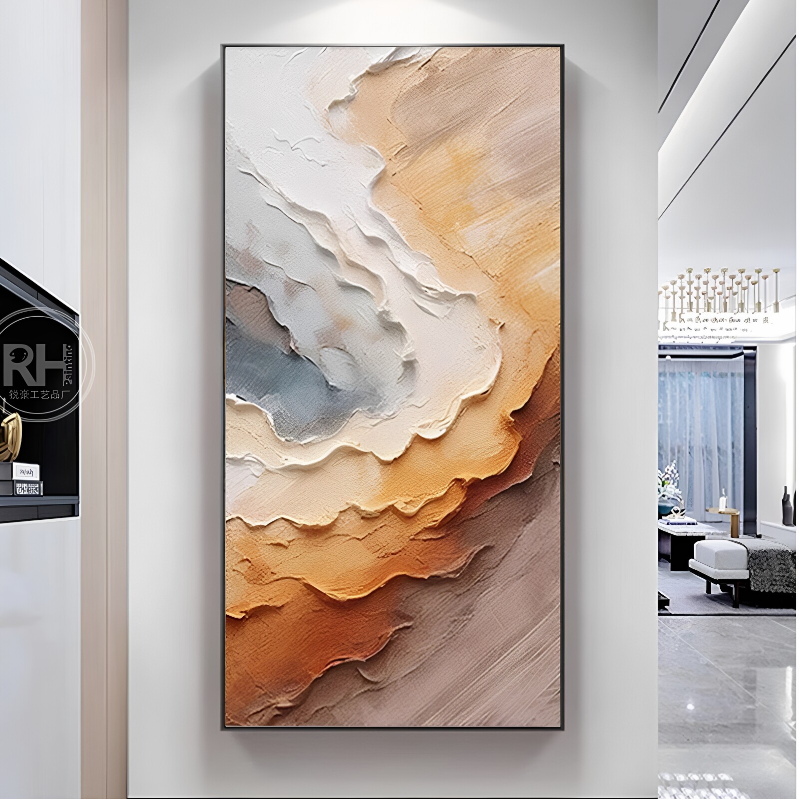 纯手绘莫兰迪抽象厚肌理装饰油画