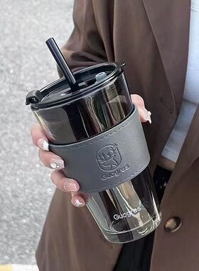 高颜值小鹿吸管玻璃杯学生