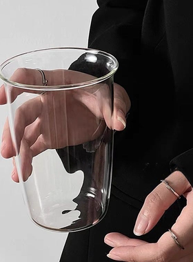 ins风简约玻璃杯家用水杯冰美式拿铁咖啡杯冷萃杯牛奶杯饮料杯子