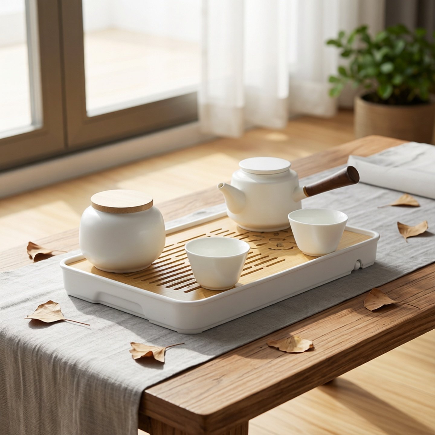 侧把简约陶瓷功夫茶具小套装木质蓄水茶盘家用泡茶器茶杯一壶两杯,餐饮具,功夫茶具,淘宝优惠券,粉丝福利购,淘宝优惠卷