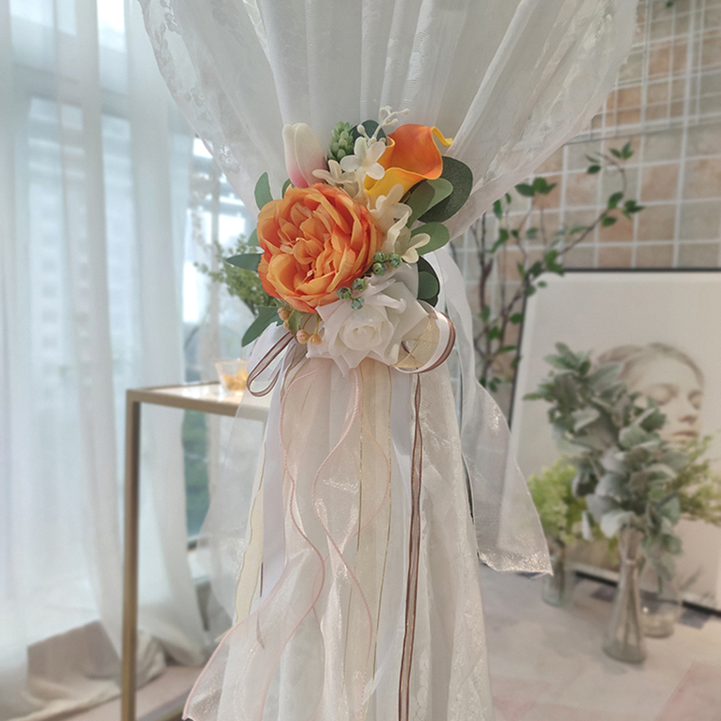 氛围花艺绢布窗帘饰品