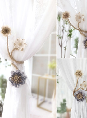 设计师创意麻布花窗帘扣