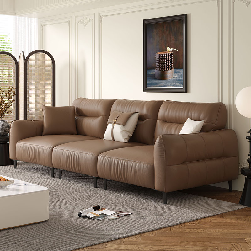。意式轻奢意大利纳帕真皮沙发复古客厅高端品质三位四位直排沙发