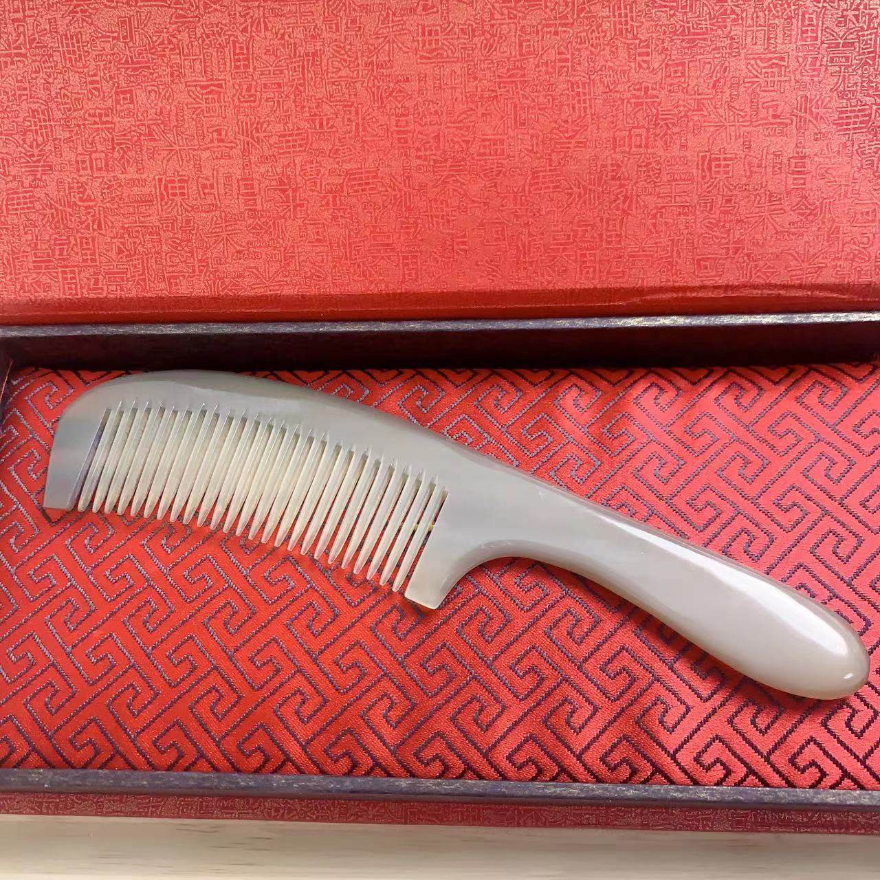 福利款家用梳纯手工纯天然牛角梳18cm防静电家用精品牦牛角梳