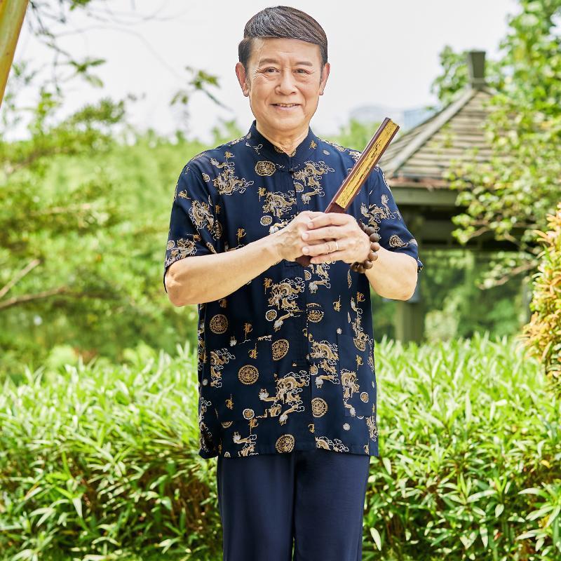 中老年夏季短袖唐装男老人棉绸宽松中式小褂爷爷休闲长裤汗衫套装
