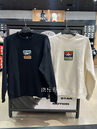 正品Converse匡威男款秋冬抓绒圆领浮标图案套头长袖卫衣10025032