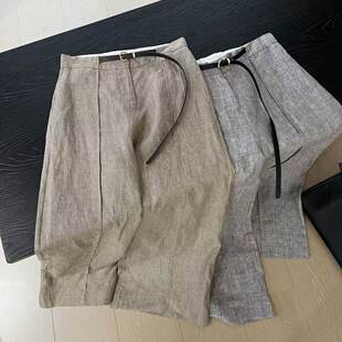 极简老钱风亚麻阔腿裤 26春夏新品 26316 清冷侘寂