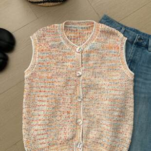 莫奈花园 针织开衫 26夏季 镂空百搭无袖 上衣女 新款