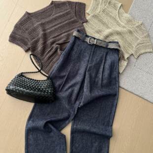 麻感镂空圆领短袖 26春夏新品 2639 焦卡拿铁