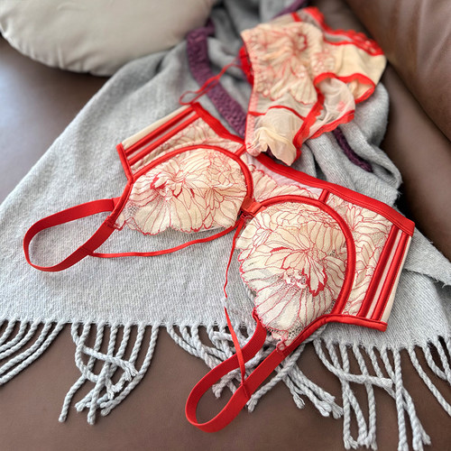 性感蕾丝软钢圈大胸显小挺拔文胸