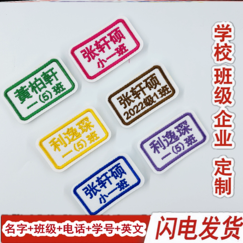 幼儿园宝宝入园名字贴布贴姓名贴名字条可缝刺绣儿童猴子定制小孩