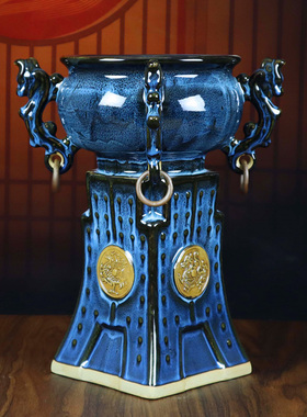新品禹州钧瓷花瓶家居客厅陶瓷器装饰摆件开业乔迁庆典送礼招财聚