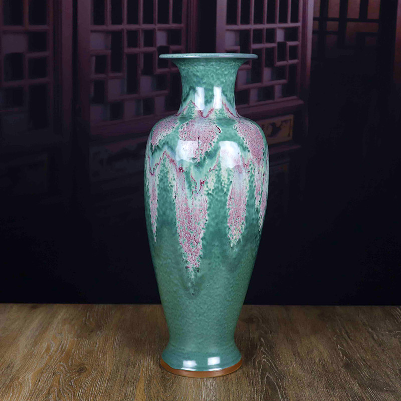 禹州市神后钧瓷简约干花花瓶卧室台面陶瓷摆件家居装饰钧窑观音i.