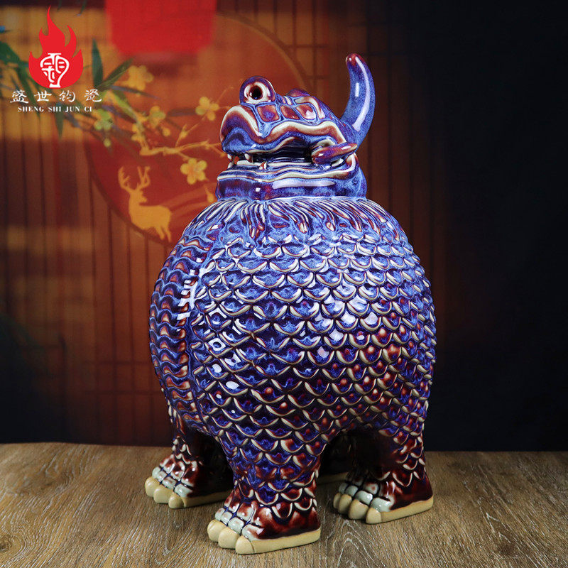 禹州钧瓷窑变大宋官窑同款天禄貔貅玄关装饰乔迁开业送礼钧窑摆件