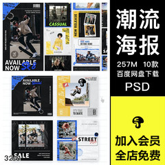 国外潮流品牌时尚人物照片展示海报排版PSD源文件设计素材模板