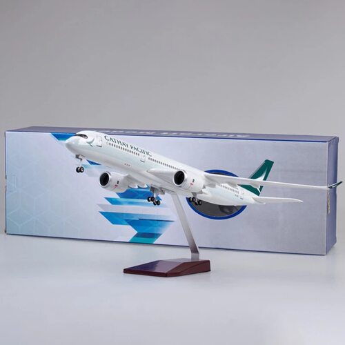 带轮子带灯飞机模型A350国泰航空树脂仿真模型飞机民航客机47cm