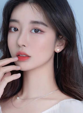 925银蝴蝶耳线女气质超仙韩国显脸瘦耳环耳坠网红耳链长款耳钉