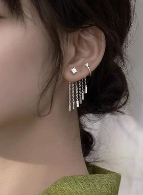 925纯银小众设计ins流苏创意个性轻奢精致耳环女耳钉网红潮