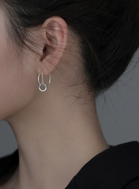 纯银耳钉女夏C形几何小众设计感2021年新款潮高级感韩风耳环耳饰