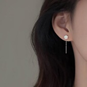 925纯银山茶花耳线小众2024新爆款 女耳钉高级感耳环耳饰