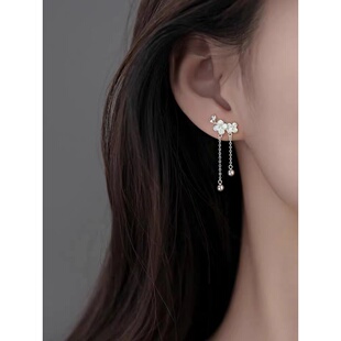 925纯银花朵耳钉新款 女高级感耳环小众耳饰轻奢 2024爆款