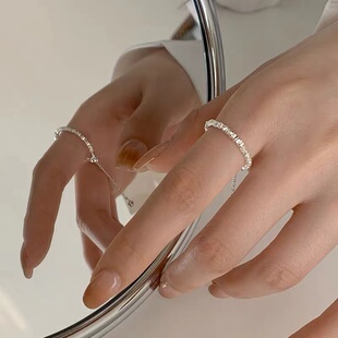 925纯银碎银子几两戒指轻奢戒尾戒女小众设计开口戒素圈