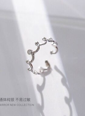波浪镀白金活口学生礼物戒指