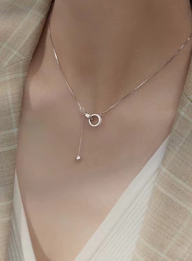 925双环项链女纯银流苏锁骨链女小众设计轻奢配饰简约冷风