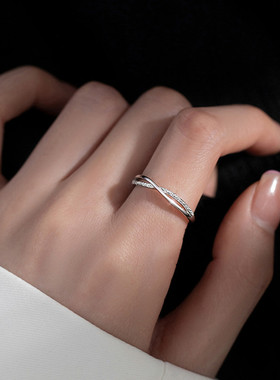 纯银戒指女小众设计素圈轻奢2022新款潮高级感食指戒时尚个性单戒