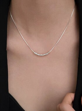 s925镀银珠项链轻奢高级2025新爆款小众女锁骨链颈链