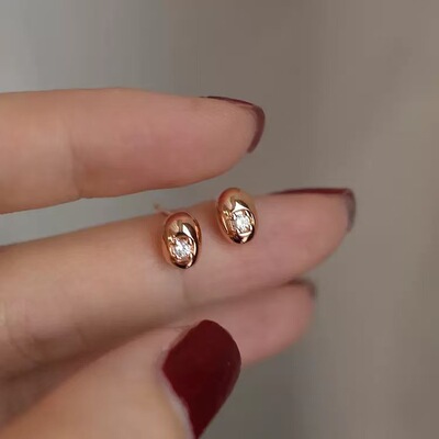 925银闪钻小金豆耳环女小巧精致日常耳钉2025年新款高级感耳饰