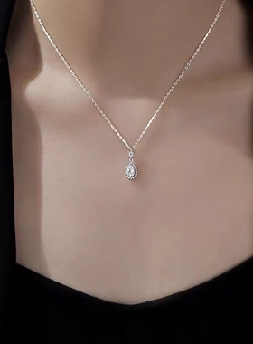 925纯银水滴项链2024新爆款小众颈链轻奢高级感锁骨链女