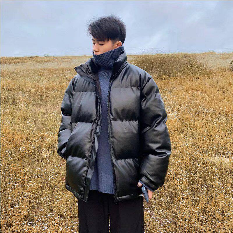 冬季加厚 PU皮棉服男潮流宽松面包服潮牌百搭棉衣棉袄外套